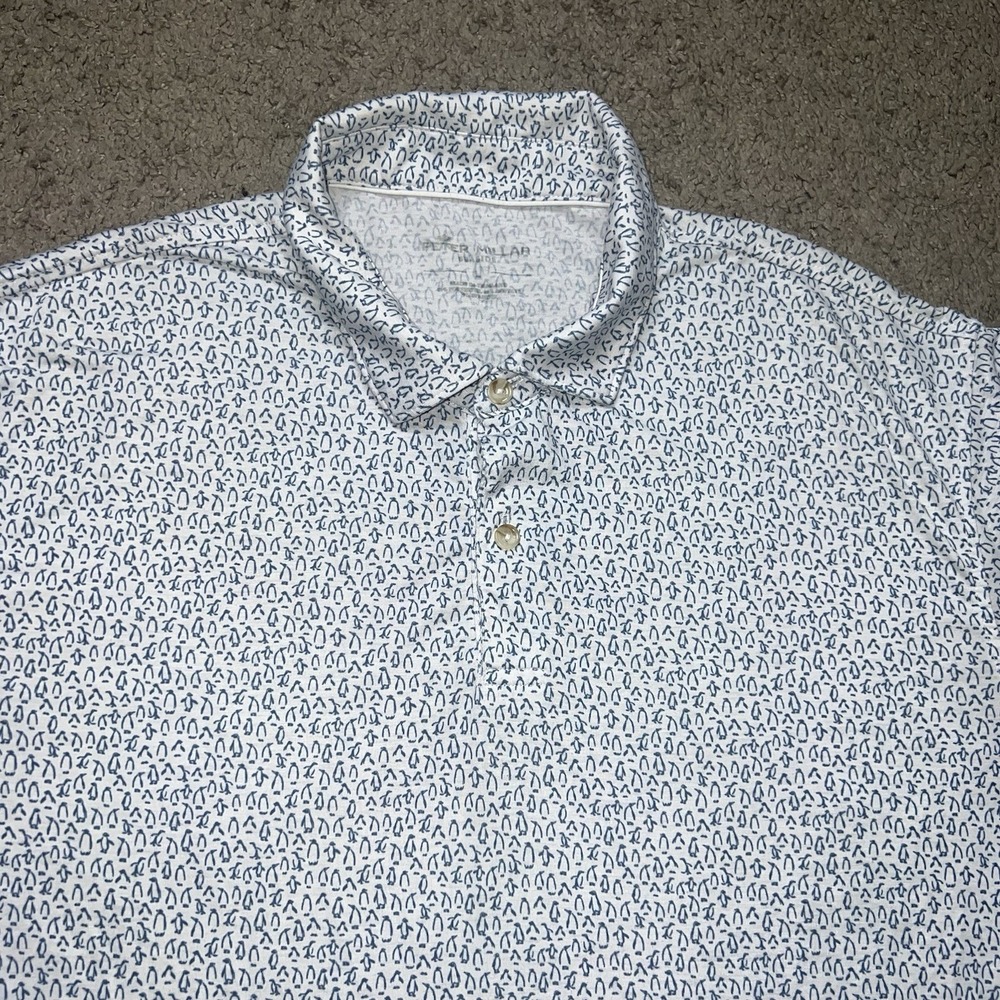 Peter Millar Polo Shirt Mens L seaside Pacific Dunes Performance Penguin